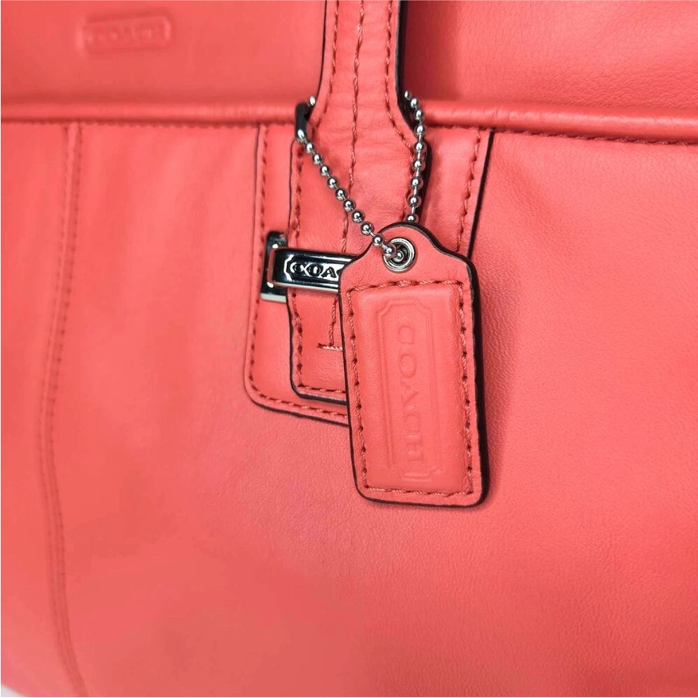 Coach Taylor Coral Leather Tote with Logo Patch - Picture 12 of 16